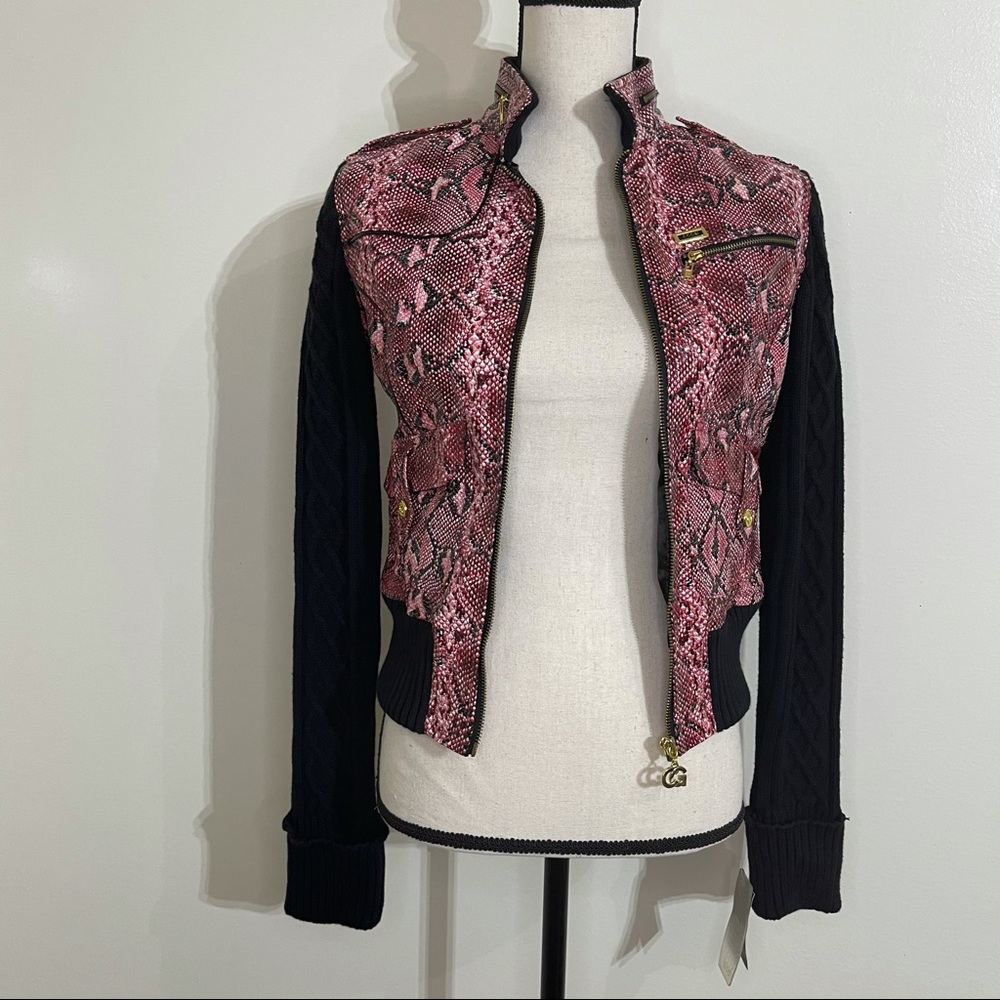 COOGI Faux Snake Skin Jacket Sweater Sleeve NWT size Small - Picture 4 of 16